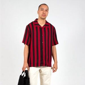 EUC Lazy Oaf Vertical Stripe Bowling Shirt